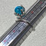 Silver Plated Mermaid Tail Oceanic Blue Glass Ball Adjustable Cocktail Ring Sz 7 Photo 5