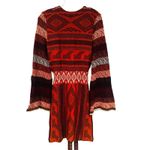 Free People Boho Aztec Patchwork Sweater Dress Women's Small Brown Hippie Dainty Photo 8