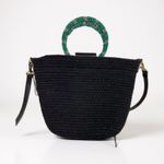 Elizabeth and James Black Corded Handbag/ Shoulder Bag Photo 0