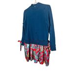 La Double J Blue Floral Long Sleeve Crewneck Tie Sleeves Sporty Dress Size Small Photo 4