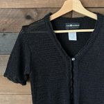 Sag Harbor Vintage 90s Crochet Black  Petites Short Sleeve Single Button Cardigan Photo 8