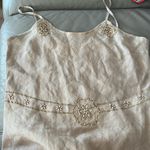 Handmade Linen  Floral Beads Embroidery Aprox L Photo 11