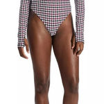 Bandier NWT  Women’s Brio 1/4 zip long sleeve Houndstooth Bodysuit Photo 0