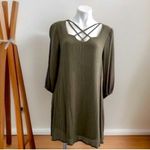 Anthropologie Entro Dress SMALL Bohemian Boho Green criss Cross Neck Photo 2