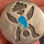 Vintage Southwestern Knifewing Kachina Turquoise Pin Brooch Silver Photo 4
