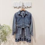 Jacquie the Label Elodie Cotton Embroidered Denim Mini Shirt Dress Small NWT Blue Photo 5