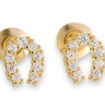CZ Tiny Horseshoe Stud Earrings for Women Daily Simple Style Gold Photo 0
