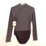 Altar'd State NEW NWT Taupe Purple Gray Metallic Long Sleeve Mock Neck Bodysuit Photo 9