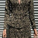 Ganni NWT Schiffer Glitter Print Long Sleeve Peplum Dress in Gold Photo 1