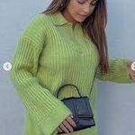 ZARA Ribbed Collar Relaxed Sweater Cardigan Photo 2