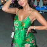 ZARA Blogger’s Favorite Green Satin Effect Print Casual Dress Photo 6