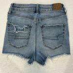 American Eagle Curvy Hi-Rise Shortie Ripped Jean Shorts Size 2 Photo 5