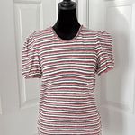 Madewell  Black and Red Striped Short Sleeve Top Photo 0
