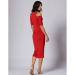 Equipment  -‎ Cold-Shoulders Knitted Midi Dress - Women - Nylon/Viscose Red Anouk Photo 1