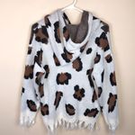 Hayden Los Angeles Women’s Leopard Print Distressed Raw Oversized Hooded Sweater Photo 4