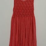 Free People  Lace Trimmed Skater Tank Dress Coral Orange Boho Size XS Photo 5