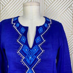 Lilly Pulitzer Amelia Island Tunic Twilight Blue Beaded Embroidered Size US XXS Photo 3