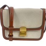 Mango Canvas Crossbody Bag with Flap Brown Gold Hardware Photo 1