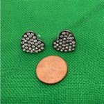 Rhinestone‎ Heart Stud Earrings Silver Tone Sparkly Small Jewelry Pierced Ears Photo 2