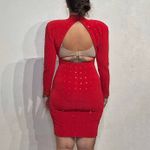 Tadashi  Red Studded Front Zip Vintage Mini Bodycon Dress Sz M Photo 11