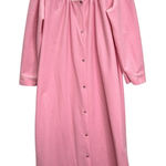 Vintage Carriage Court Fleece Snap Button Night Gown Pink Size S Floral Pocket Photo 0