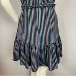Marine layer Dress Laney Linen Mini Navy Rainbow Stripe Size Small Braided Belt Photo 8