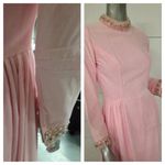 1960s Vintage Pink Velvet Gown with Embellished Details Small Photo 9