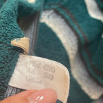 Unisex Striped 100% Cotton Bathrobe Green Beige belted Size Large Photo 11