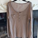 Old Navy  Henley Tan Shirt Comfy Roll Tab Sleeve Cotton Photo 2