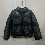 Milly Black Faux Leather Puffer Coat Size Small $495 Photo 1