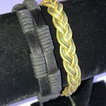 Lot of 2 Black Green Mens Womens Boho Braided Adjustable Bracelets Photo 0
