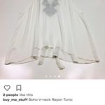 boho v neck rayon tunic White Photo 3