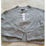 Topshop Sweater Womens Gray Mock Neck Long Sleeve Chevron Pattern Front Sz 12P Photo 0