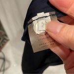 AYR Gorgeous deep navy blue satin tuxedo wide collar wrap mini dress pockets Photo 10