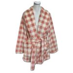APPARIS Rare Gingham Check Teddy Coat with Tie Waist Pink Jacket Womens Size S/M Size M Photo 1