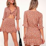 Lulus Lulu’s Carnation Crush Terra Cotta Floral Print Two-Piece Dress Sz Small Photo 10