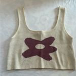 Le lis  Cream and Brown Knit Flower Crop Tank Top 100% cotton Photo 0