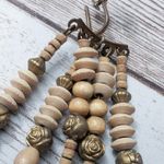 Vintage Screw Back Earrings Multi Stand Tan Dangle Long Statement Photo 5