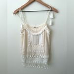 Elie Tahari 100% Silk Thelma Beaded Tassel Fringe Tank Top XS White Photo 1