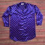 80 VTG VICTORIAS SECRET GOLD LABEL PURPLE BUTTON UP LONG SLEEVE SLEEP SHIRT Photo 3