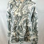 JM Collection JM Active ivory and green paisley print soft brushed hoodie size medium NWT Photo 1