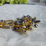 Stunning Statement Gold Smokey Grey Crystal Brooch Pin Photo 7