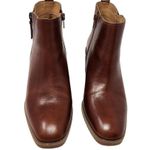 Crown Vintage Red Brown Leather Zip Up Ankle Boots Booties Chunky Heel Size 7 M Photo 2