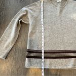 Royal Robbins  Grey Striped Detail 100% Lambswool Long Sleeve Sweater Women’s XL Photo 2