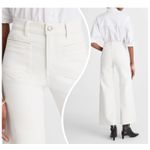 Madewell Flared Wide-Leg Crop Jeans Raw Hem High Waist White Ivory Size 23 NEW Photo 2