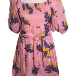 Place Nationale Pink Linen Floral Mini Dress Small Pink Photo 0