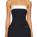 Amanda Uprichard  Lucienne Strapless Skort Romper Dress In Black & Ivory Photo 0