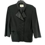 Kasper Vintage Tuxedo Jacket 16 Black Wool Satin Double Breasted Power Blazer Size 10 Photo 0