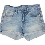 American Eagle  Shorts Size 6 Womens Cuffed Blue Denim Distressed Hem Stretch Photo 0