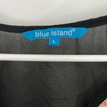 Blue Island  Large Black, Cream, Pink Long Sleeve Embroidered Beach Coverup Tunic Photo 4